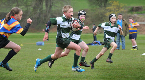 playing a rugby match